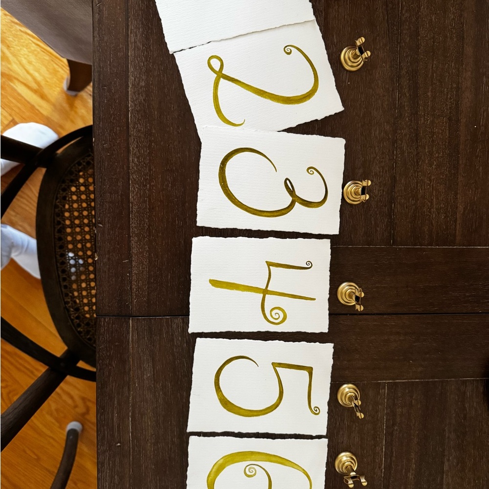 Gold Number Table Cards for Parties